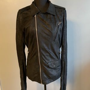 Rick Owens Blistered Leather Black Jacket Size:48